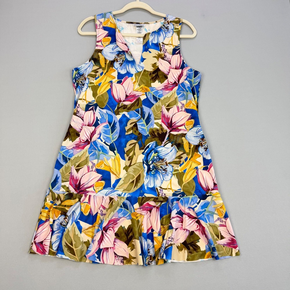 Tommy Bahama Playa Marbella Spa Dress Vacation Beach Floral Tropical Ruffle M